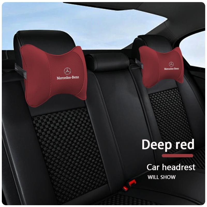 High-quality Leather Car Seat Headrest Memory Foam Comfort Pillow Auto Interior For Benz AMG A/B/C/E/S Class C200L GLC W220 W211 JR9