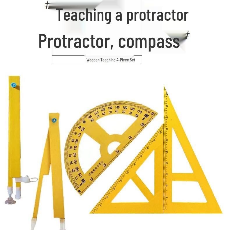 Wooden Triangle Protractor Compass Set: Math Teaching Aids for Primary School