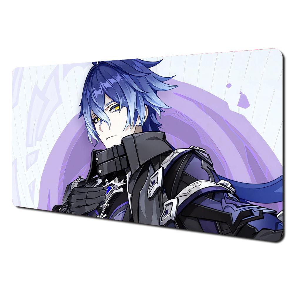 Игровой коврик для мыши Anime Flins, большой, нескользящий, для игрового стола, подставка для ноутбука и клавиатуры, офисный ПК, Genshin Impact, эргономичный, черный