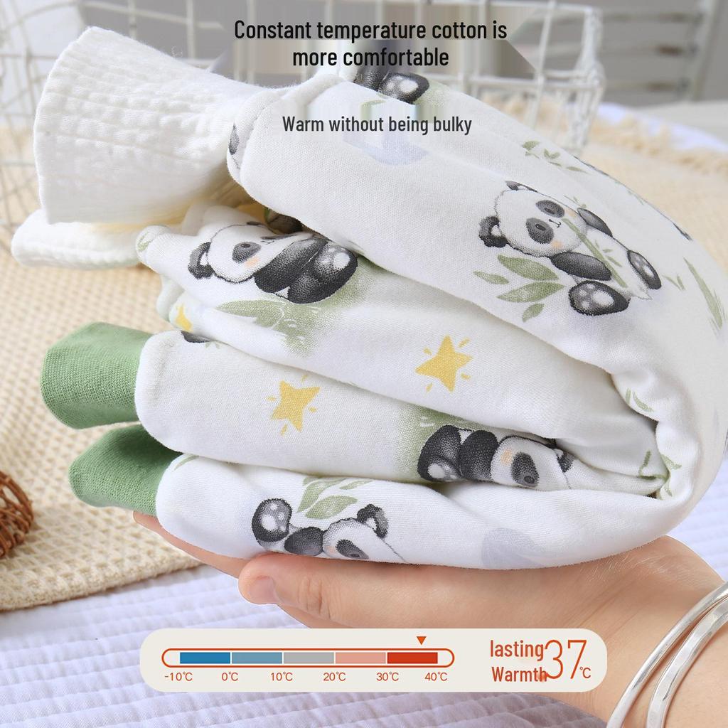 High Waist Baby Cotton Quilted Pants with Belly Protection – Mulberry Silk-Lined for Boys & Girls, Perfect for Autumn & Winter