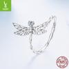 S925 Sterling Silver Dragonfly Open Ring Fresh Pastoral Insect Niche Ring Jewelry