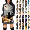 Women's  And Winter Hooded Sweatshirt Dress Halloween Print Dress
