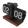 Flip Desk Clock Vintage 24 Hours Anti Slip Base Rotary Knob Adjustable Battery Powered Digital Flip