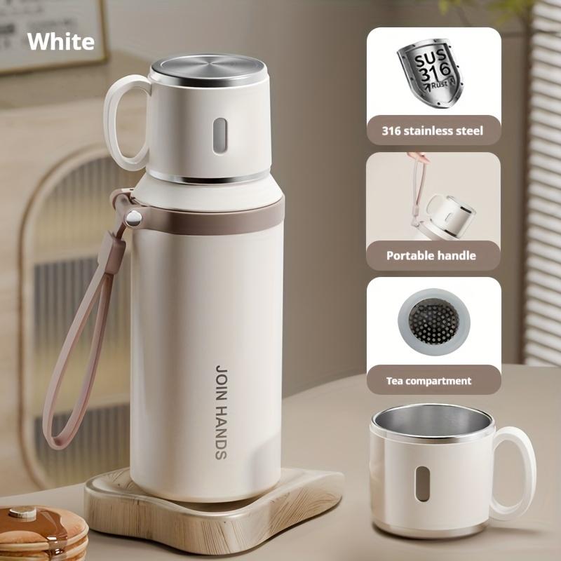 Изолированная бутылка для воды из нержавеющей стали 316 с чашкой, портативный вакуумный термос для активного отдыха, ручной тамблер, сохраняет холод 24 часа