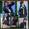 BeLoved Full Sailor Uniform Set White Navy Blue for High School Junior High School and Cute and Cute for Cosplay Halloween Loose Popular for School