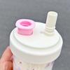 500ML Kawaii Bow Plastic Water Bottle With Straw Summer Bubble Tea Water Cup For Women Students Coffee Pearl Milk Tea Juice Cup