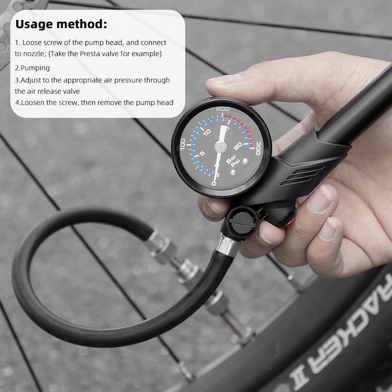 WEST BIKING Портативный Высоконапорный Велосипедный Насос 300psi с Манометром для Вилки и Заднего Амортизатора Горного Велосипеда
