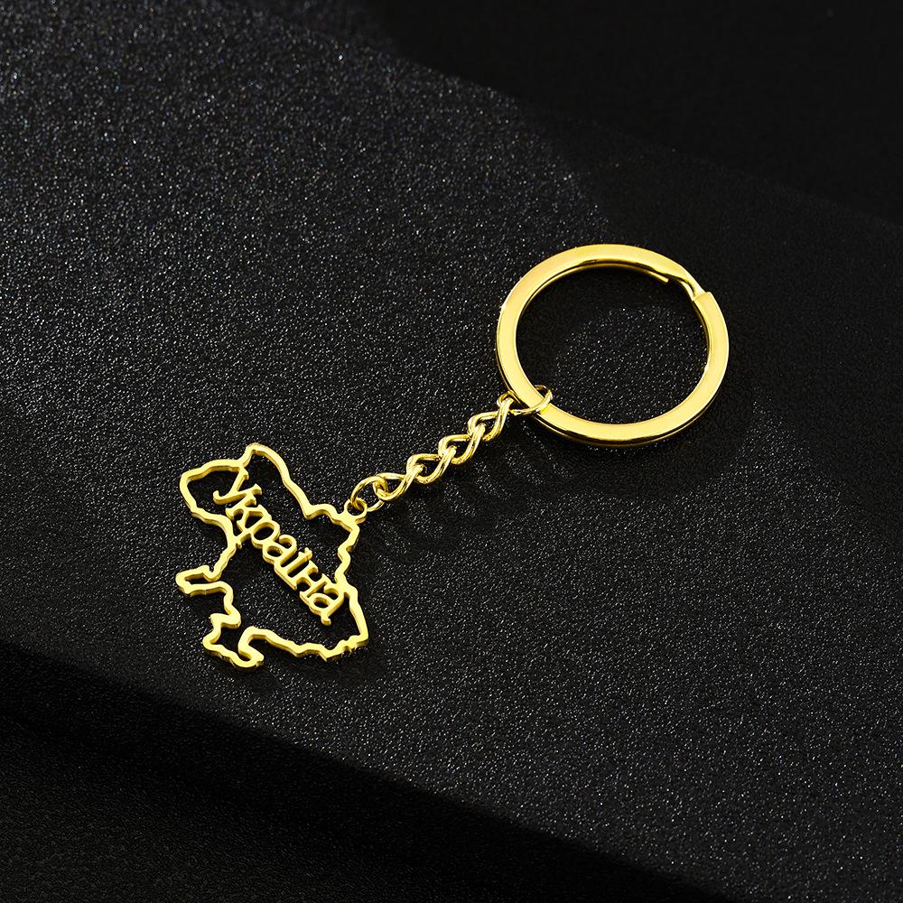 Popular Ukraine Emblem Pendant Keychain In Titanium Steel - Unisex Fashion Accessory