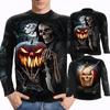 Plus Size Horror Men's T-shirt Long Sleeves Costume Vintage Funny Skull Punk Rock Streetwear Hip Pop Tee Apparel