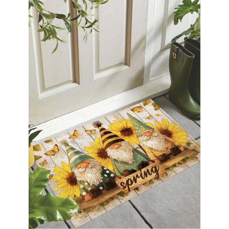 Watercolor Floral Butterfly Welcome Doormat Non-Slip Dirt Resistant Entrance Floor Mat for Home Decor