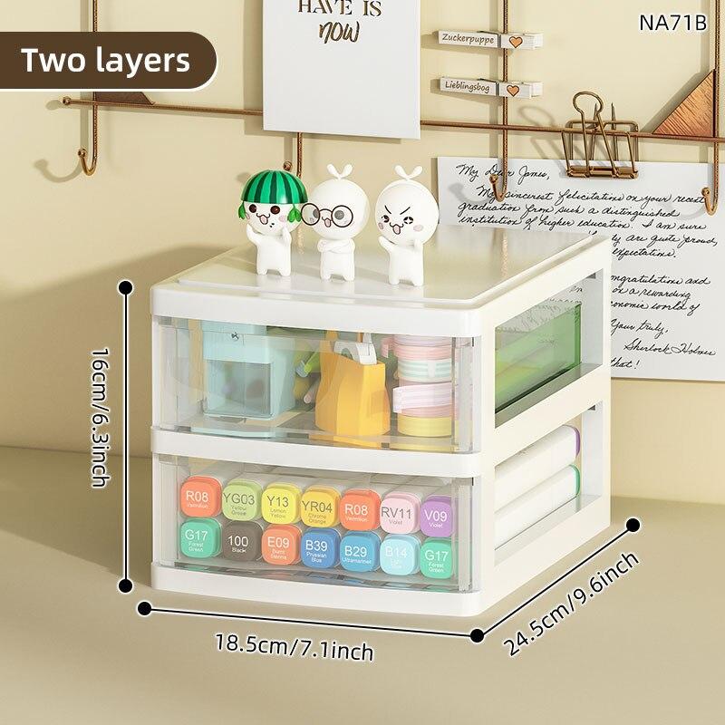JOJAJU 1Pc Storage Box,Space-Saving Clear Drawer Organizer (2/3/4-Tier) Sort Office,Home,dormitory,Makeup, Pens, Jewelry
