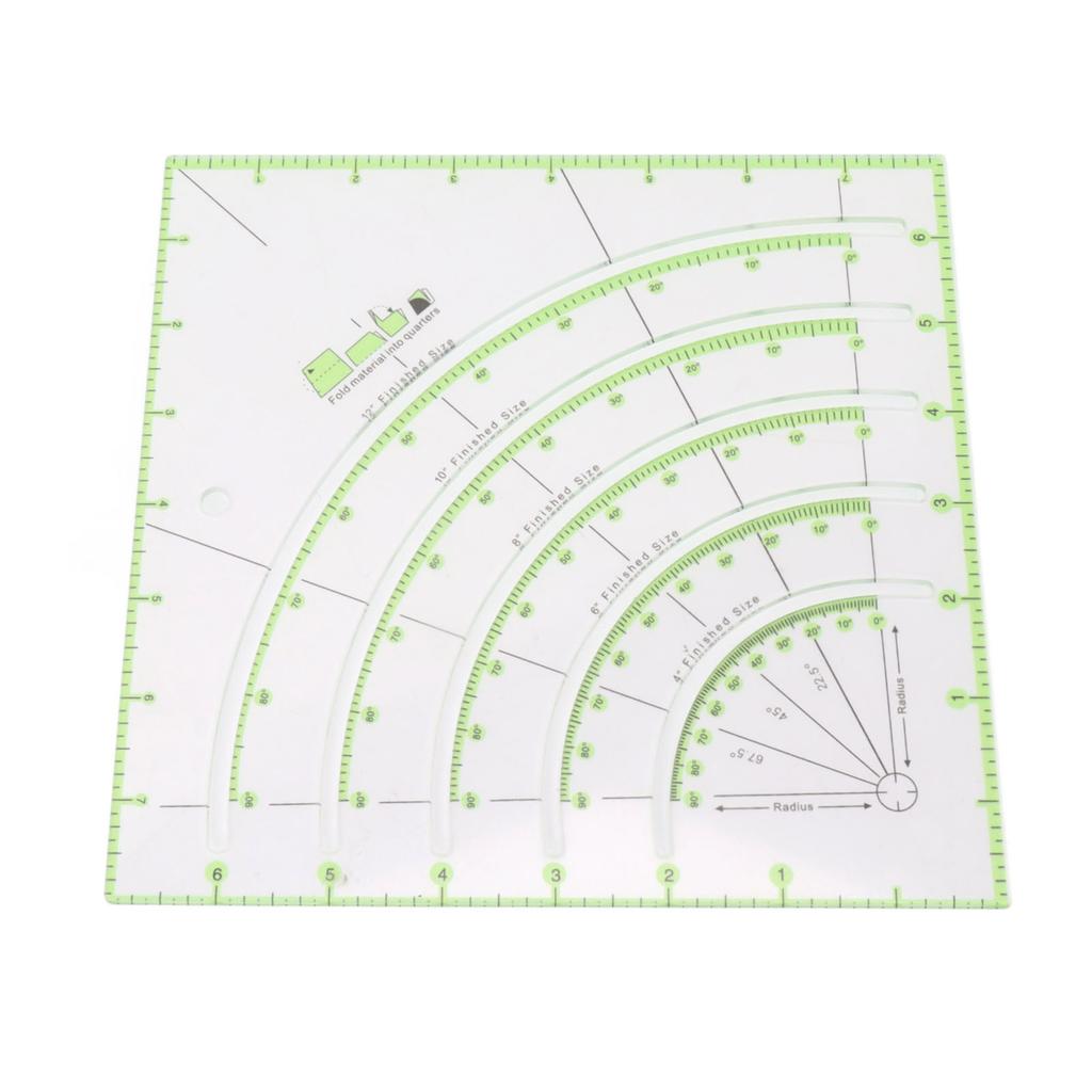 8 Inch Acrylic Quilting Ruler Multifunctional Clear Arcs Fans Quilt Circle Cutter Ruler for