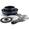 GREENPAN Pot and Frying Pan Set with Removable IH Dishwasher No Harmful PFAS Ceramic Coating Easy To Remove Oxford Blue 8-piece Handles, Gas, Safe,