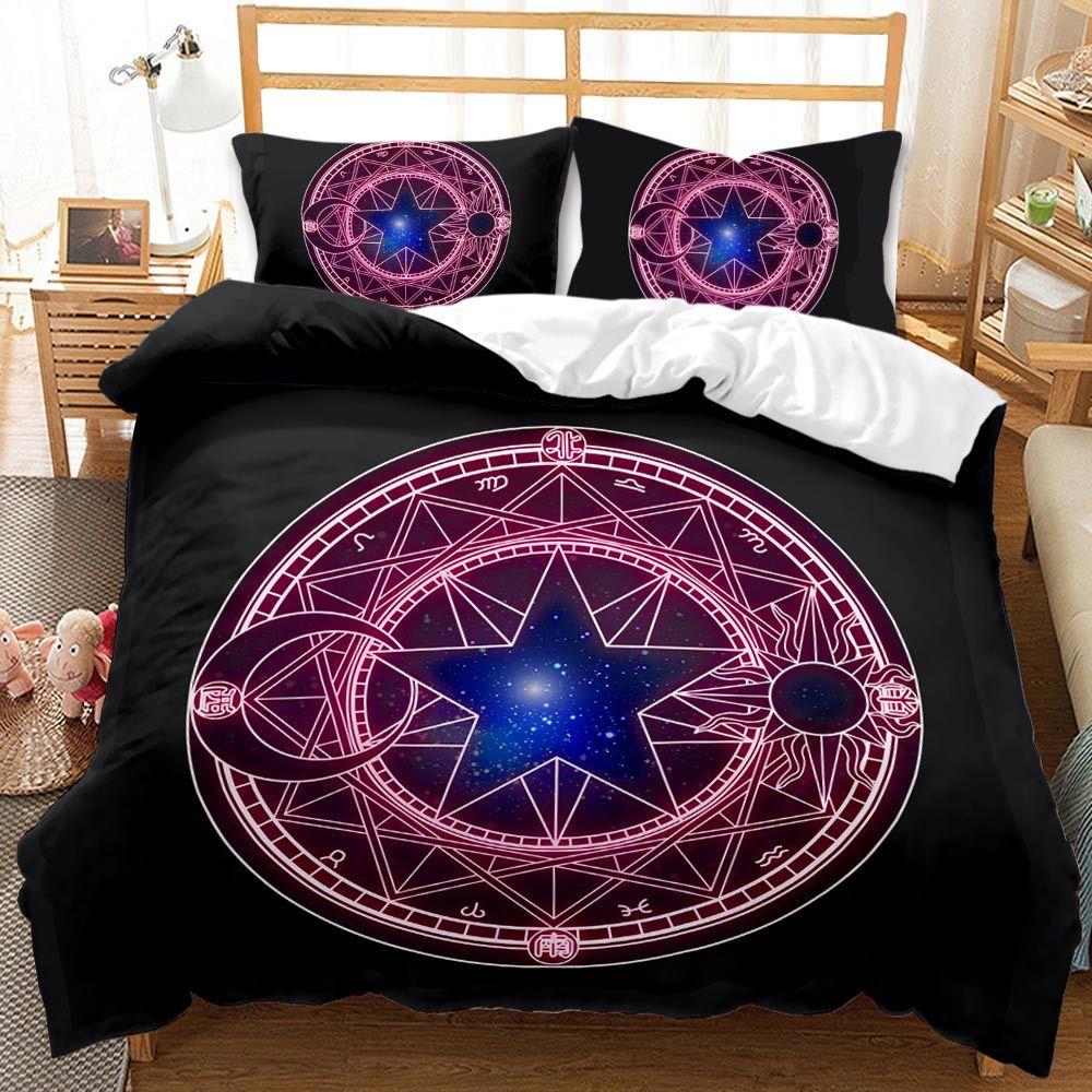3D Starry Sky Feather Pattern Bedding Set Starry Plate Printed Quilt Cover and Pillow Case 2 or 3 Extra Large AU240 * 270 Home Decoration