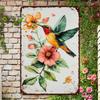 Tin Sign Colorful Hummingbird Floral Garden Wall Art Vintage Metal Plaque Rustic Retro Decoration for Home Bar Cafe Porch Indoor