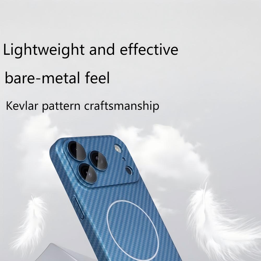 Full Frame Carbon Fiber Kevlar For Magsafe Magnetic Phone Case For iPhone 17 16 15 14 13 12 Plus Pro Max Wireless Charge Cover
