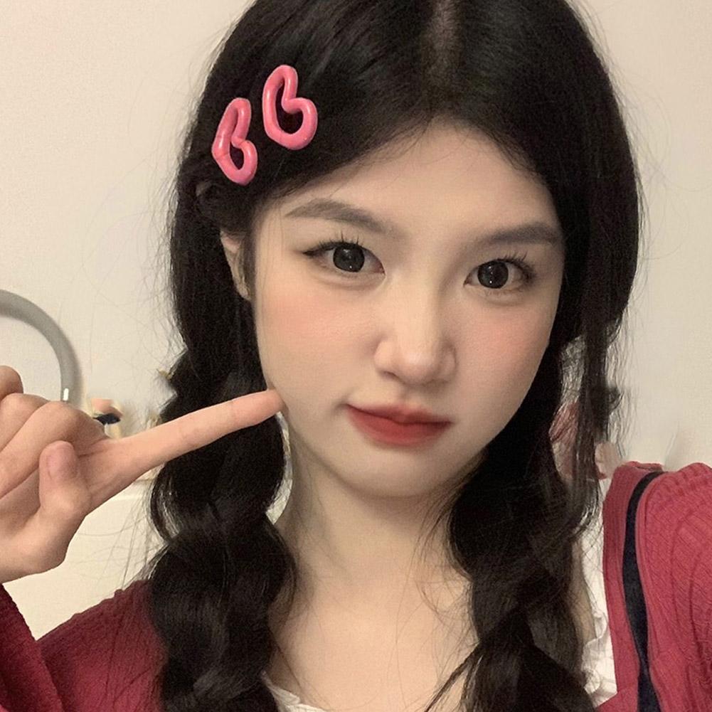 Super Cute Pink Beige Heart-shaped Pentagram Hair Clip Kawaii Korean Stars Hairpin Hairpin For B8B7