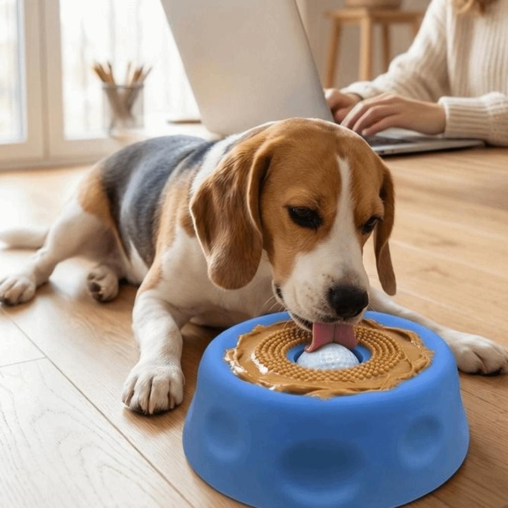 Rolling Ball Dog Licking Bowl Anti-slip Pet Slow Feeder Portable Pet Feeding Bowl Wet Snack