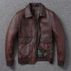 Китайский размер Vintage Red-Browm Flight A2 Мужская натуральная кожаная куртка Light Covered First Layer Cowhed Мужские куртки Осень и зима Пилот кожаная куртка