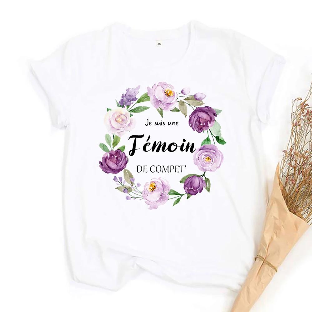 Футболка с цветочным принтом Temoin, футболка для девичника, одежда для свидетелей на свадьбе, топ для подружек невесты, свадебный наряд, футболка