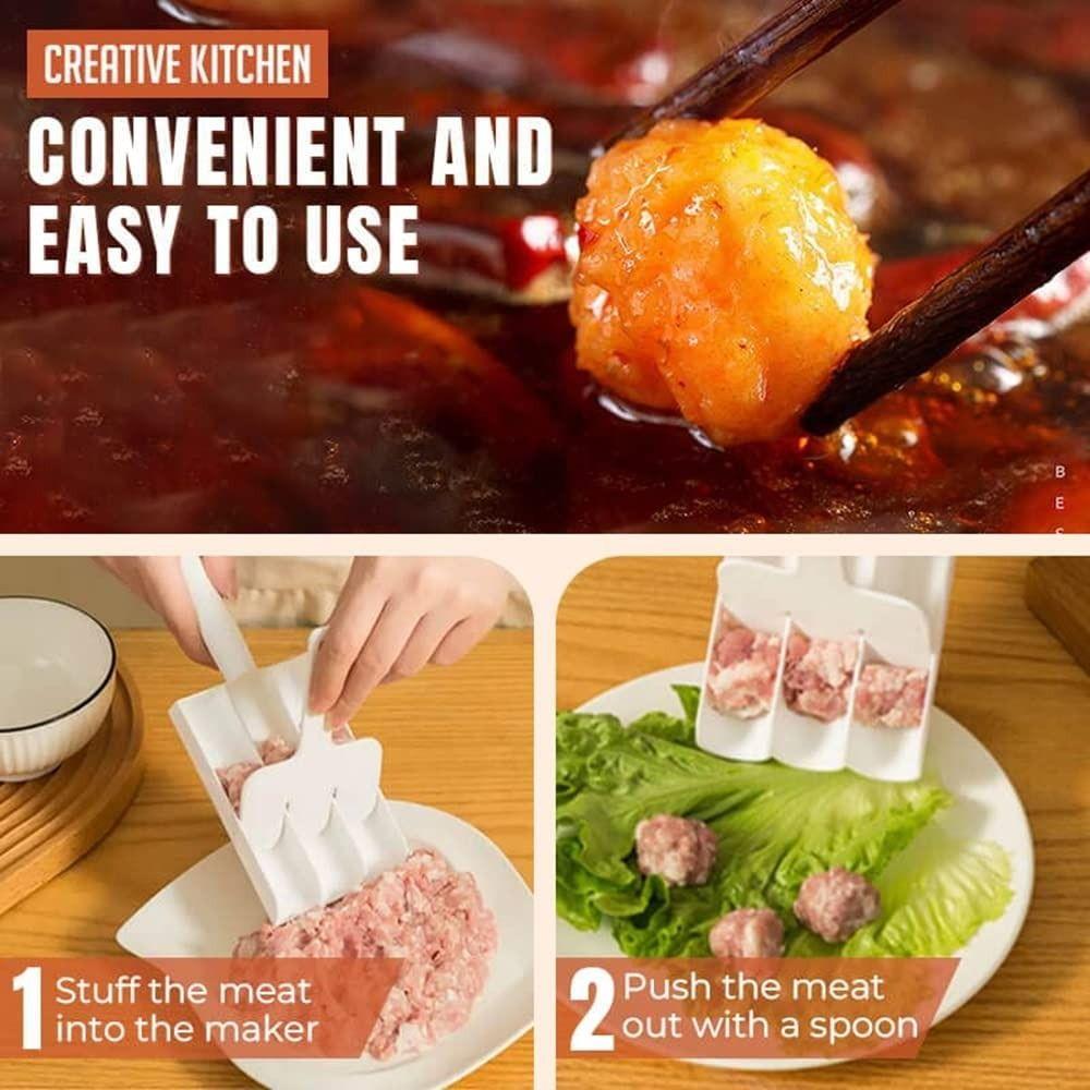 Cooking Tools Kitchen Triple Meatball Maker with Cutting Spade None-Stick Meatball Maker