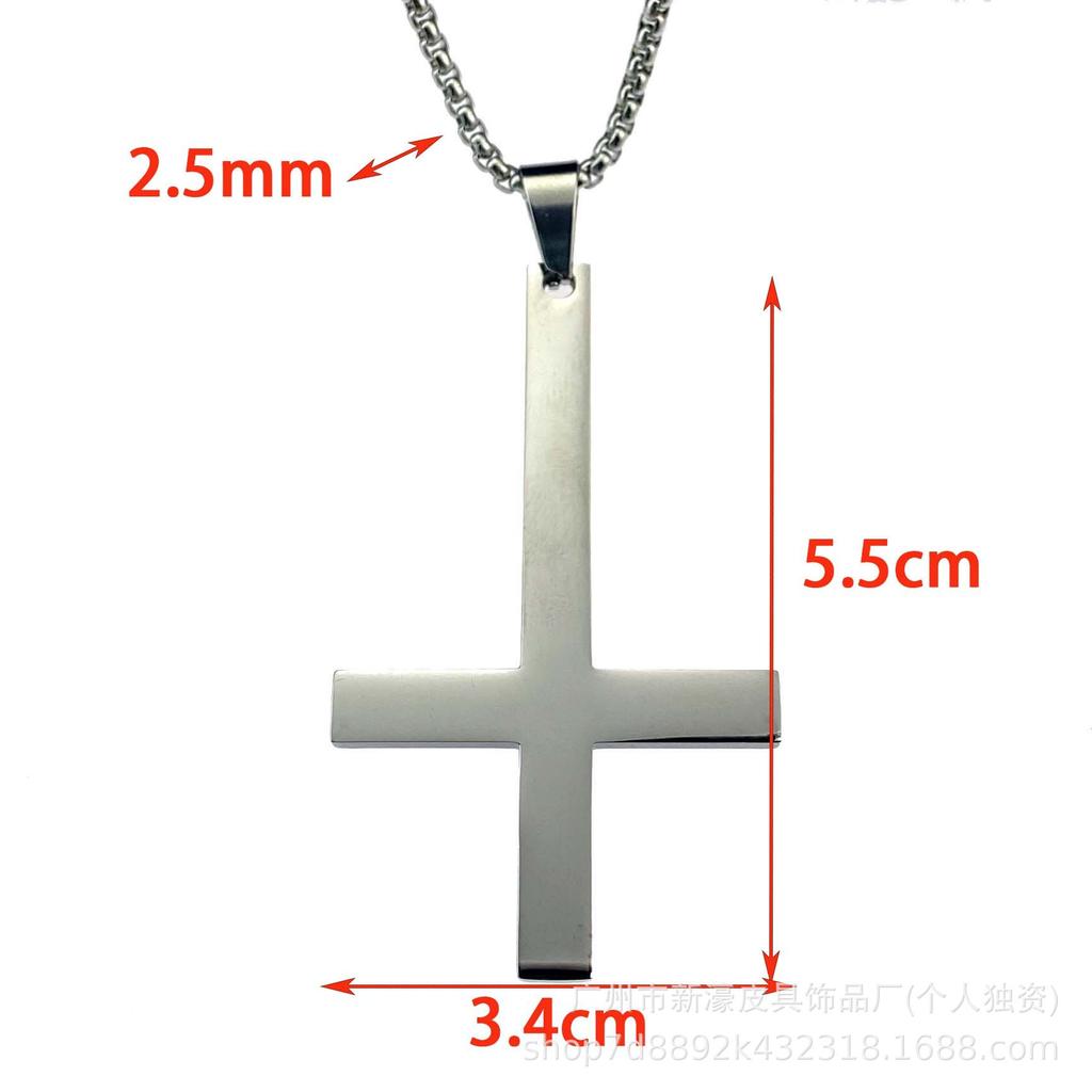 Titanium Steel Accessories, Retro Classic Simple Stainless Steel Upside Down Cross Pendant Necklace
