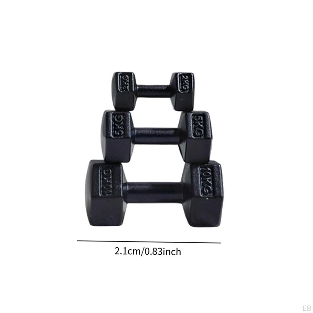 3 Pieces ,Miniature Kettle Bell, Miniature Barbell,Micro Landscape Decor, DIY, Lovely Mini Dumbbells