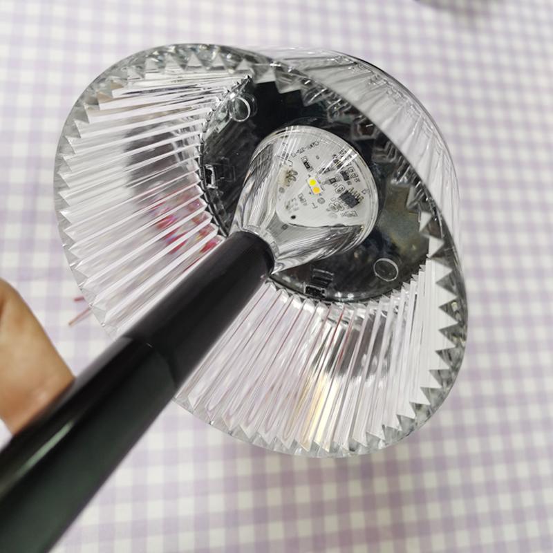 Современные роскошные хрустальные прозрачные обеденные лампы Aurora, беспроводная настольная лампа для ресторана с перезаряжаемой батареей