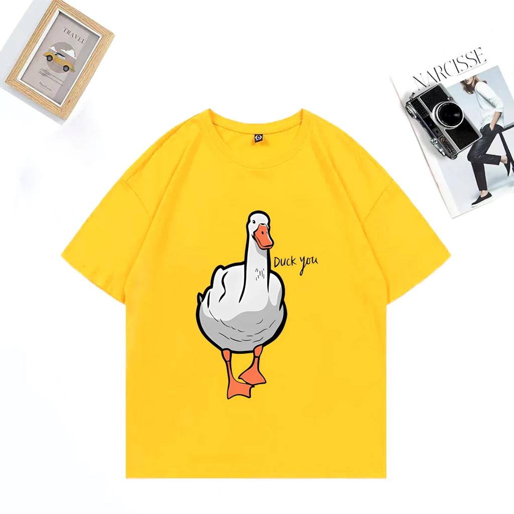 Мужская футболка с коротким рукавом из 100% хлопка с забавным принтом "Утка Ты" Hiphop Streetwear Дышащий Удобный Streetwear Топ