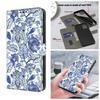 Blue Flower Pattern Shockproof Card Slots PU Leather Wallet Phone Case for iPhone,Samsung,Huawei,Xiaomi,Moto,Oppo,Google,Nokia,LG,Oppo...