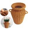 Plastic Weaving Flowerpot Ventilation Storage Basket New Floral Arrangement Vase  For Cafe Office
