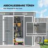 2.4 x 1.3 m Garden Shed, Plastic Garden House with Floor, Window, Lockable Doors, for Garden, Patio, Grey