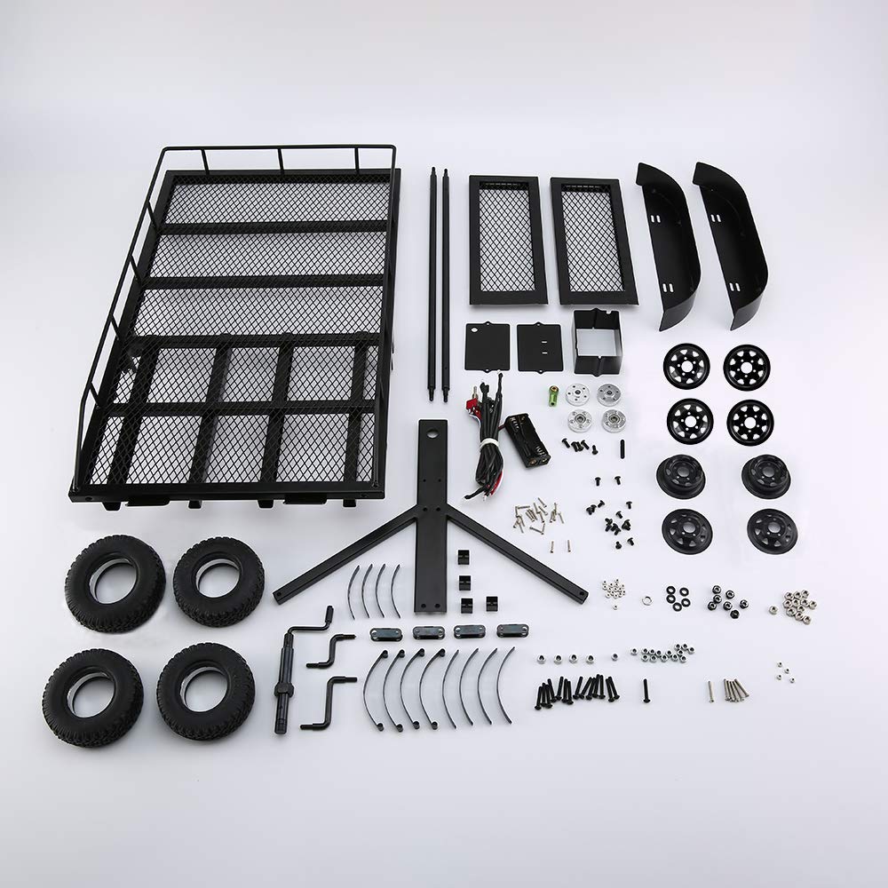 Goolsky Heavy Duty Large Trailer Cargo Transporter Metal Kit 110 Scale for TRAXXAS HSP Redcat RC4WD Tamiya Axial SCX10 D90 HPI RC Crawler Car DIY