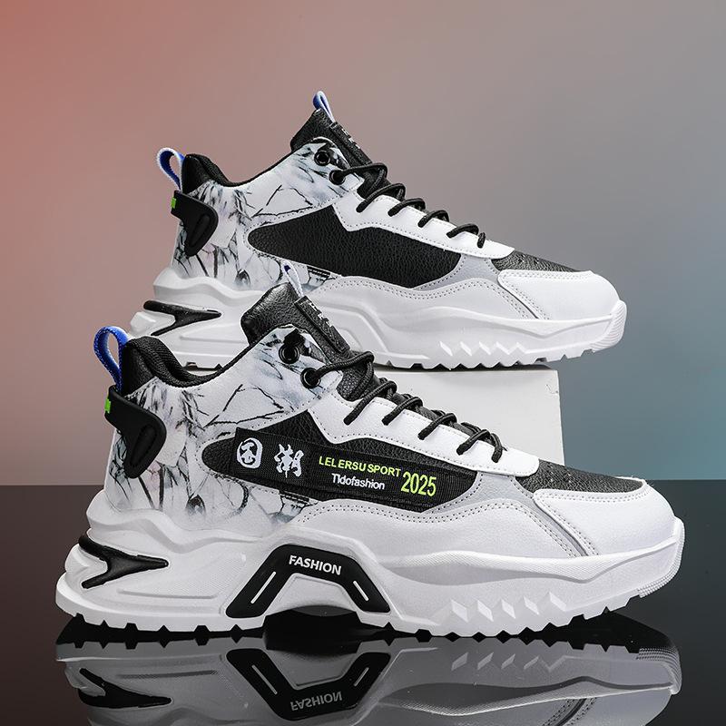 Men's shoes autumn new student high-top shoes youth running casual shoes platform leather winter shoes