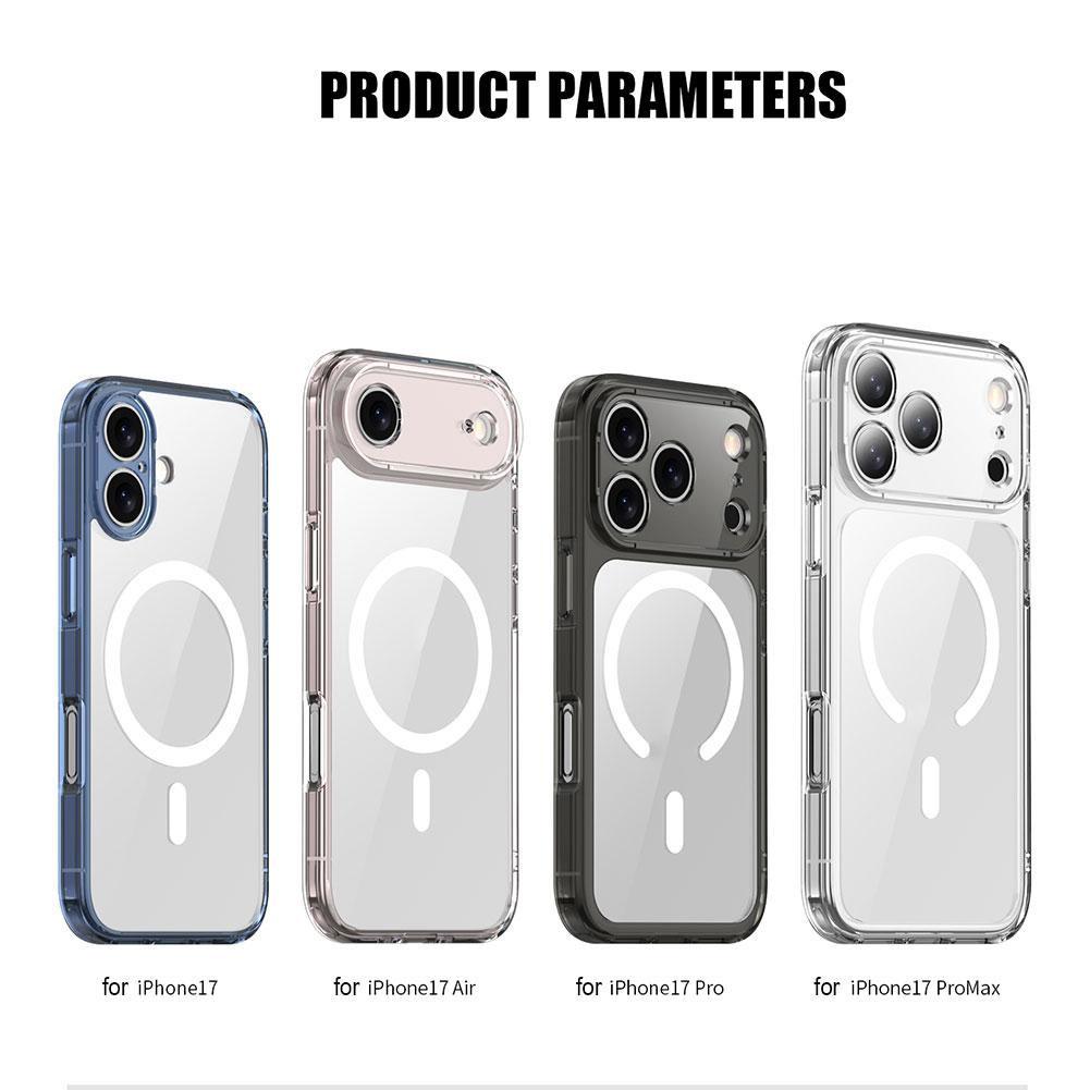 Роскошный прозрачный противоударный магнитный чехол MagSafe для iPhone 17 Air 17Pro 17 Pro Max, жесткая задняя крышка, поддержка беспроводной зарядки