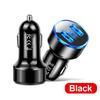 Dual USB Car Charger with LED Display, Aluminum Alloy, Cigarette Lighter Adapter, Fast Charging, Multi-Function.