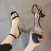 Internet Celebrity Sandals Women 2025 Summer New Student Korean Version Square Head High Heels Sexy Fairy Wind Outside Women's Shoes
