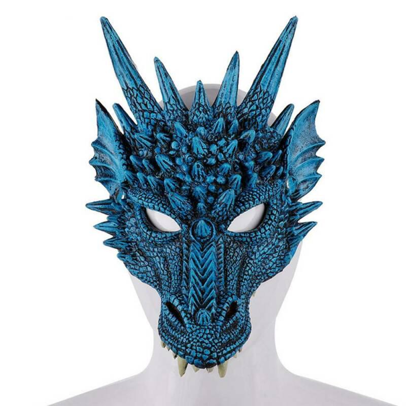 Unisex Adult 3D Dragon Mask Carnival Party Horror Facepiece Cosplay Fancy Dress Props for Halloween CDN