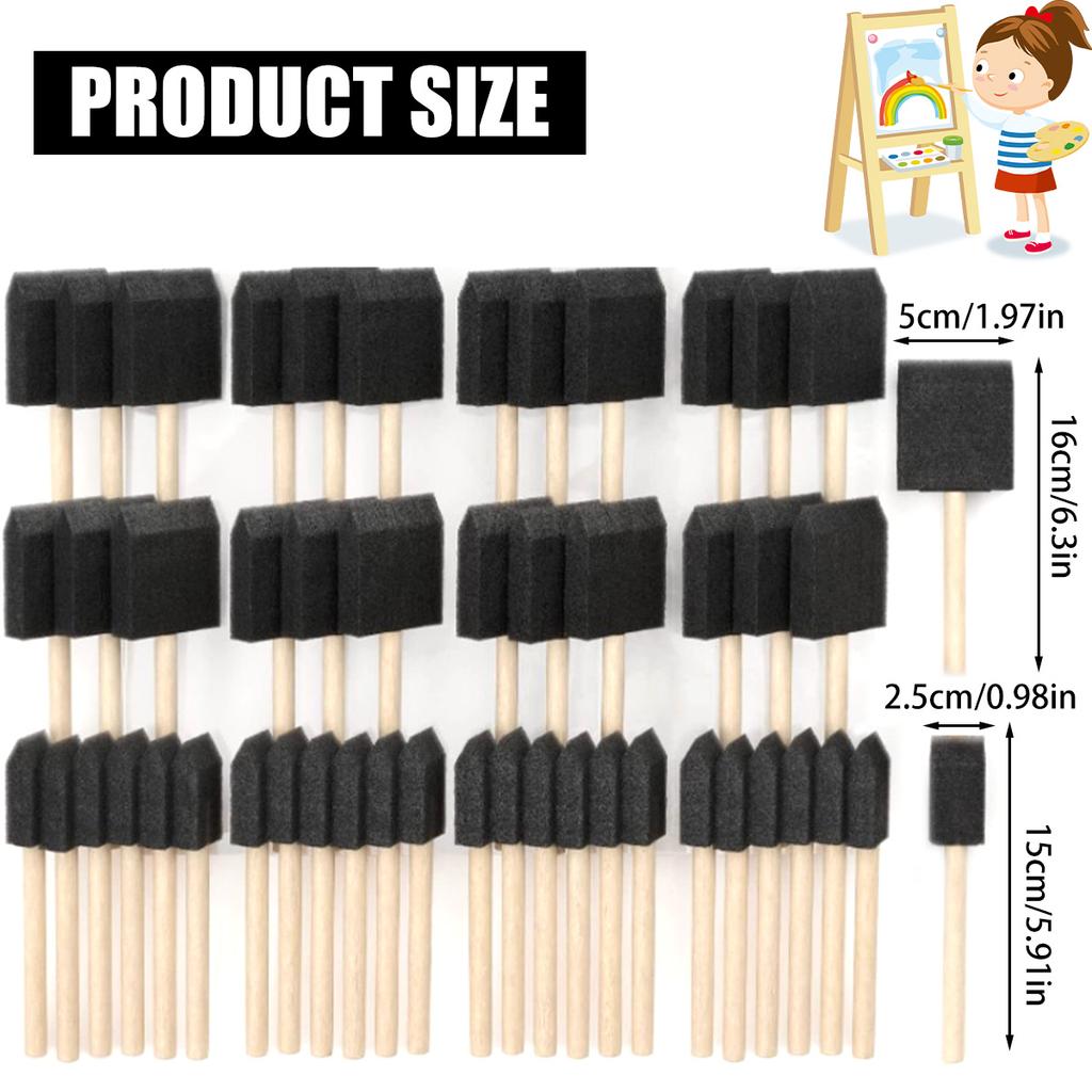 50 Pcs Sponge Brush Set 2 Size Sponge Paint Brush with Handle Grip Lightweight DIY Sponge Paint Pens for Acrylics DIY Painting