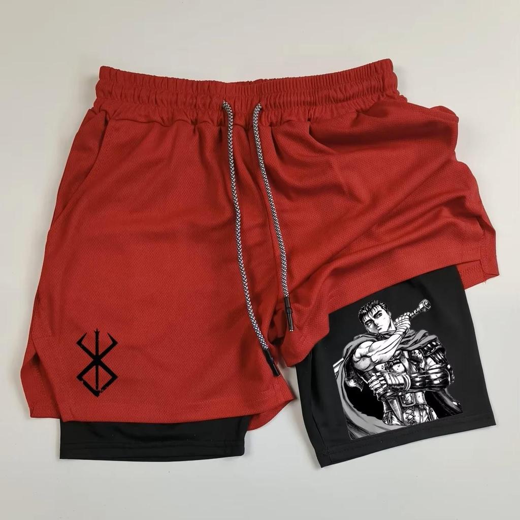 Berserk Muay Thai Kick Boxing UFC MMA Mixed Marcial Art Shorts Anime Men Women Unisex Double Layer Quick Dry Breathable Sport Gym Fitness Workout