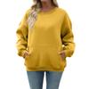 Women's Casual Fashion Long Sleeve Solid Color Round Neck Sweatshirt Top With Pocket