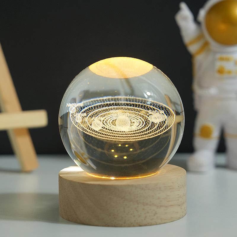 Светящийся солнечный хрустальный шар-ночник - декоративное стеклянное украшение для подарка на день рождения ребенка