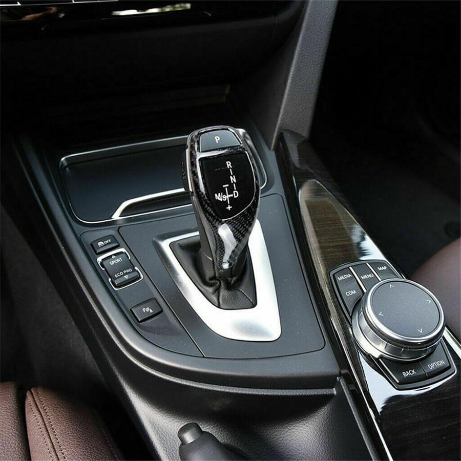 Carbon Fiber Look ABS Gear Shift Knob Cover Trim For BMW 1 2 3 4 5 6 Series LHD