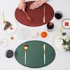 Yousheng Овальная подставка под тарелку Обеденный стол Теплоизоляционная подкладка Имитация кожи Водонепроницаемая подставка под тарелку Защищает столешницу от царапин и пролитой жидкости для дома