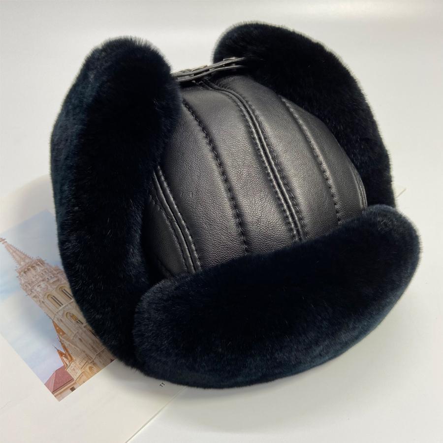 Natural Rabbit Fur Hats for Men Bomber Hats Ear Flaps Fluffy Tails Warm Stylish Winter Hat Ushanka