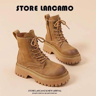 Женские ботинки Мартина 2025 весна и осень новые британский стиль тонкие короткие ботинки на толстой подошве с внутренней платформой ретро ботинки-локомотивы