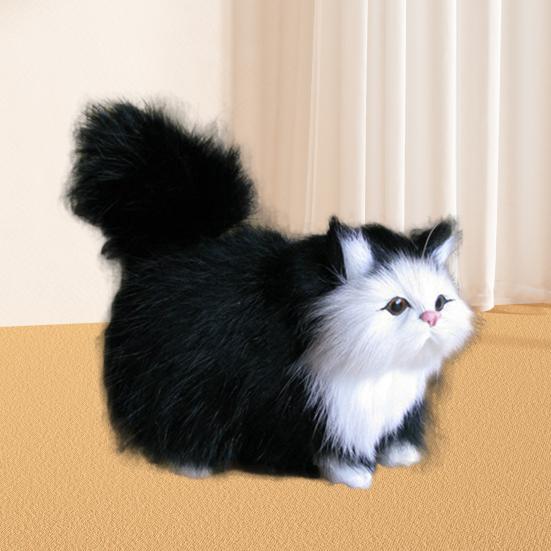 Имитация кошачьего орнамента, реалистичная плюшевая игрушка кошечка, искусственный мех, модель животных, пушистая кукла для кошек, подарок