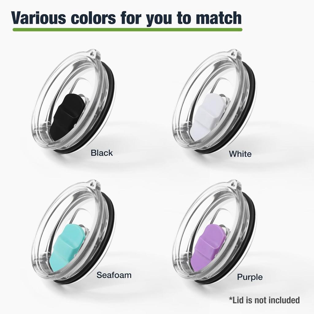 Magnetic Slider for YETI Lid,Compatible with YETI Rambler 8 oz,10 oz,14 oz,16 oz,20 oz,24 oz,30 oz Lids(Black, White, Seafoam, Purple) 4 Pack