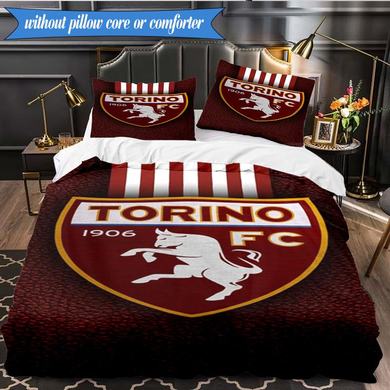 Torino Fc Crest Design 3pcs Bedding,Including 1pc Duvet Cover And 2pcs Pillowcases Perfect for Christmas,Ideal for Bedroom, Dormitory
