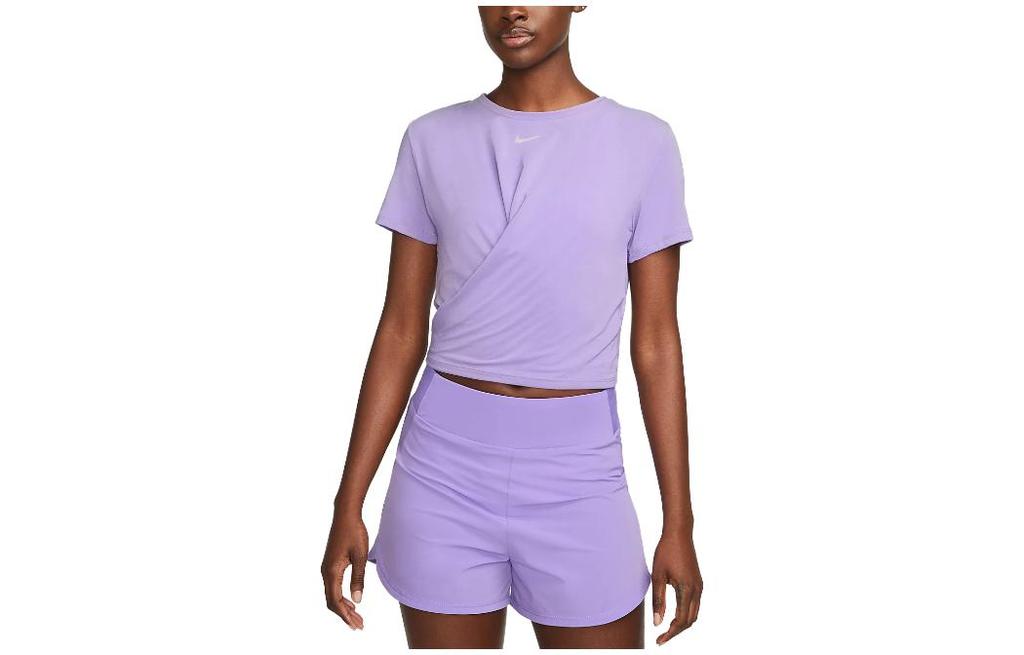Nike Dri-FIT One Luxe Logo Crewneck Twist-Front Pullover T-Shirt Purple DD4922-567